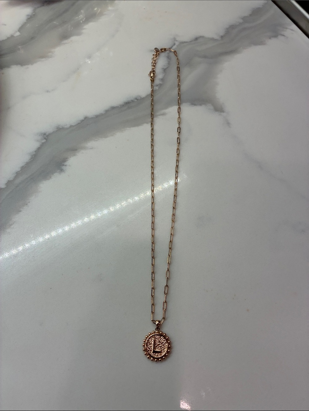 Rose Gold Initial 'L' Pendant Necklace - Women's Jewelry